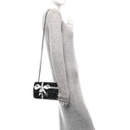 Sequin Ribbon Small Rectangular Flap Black White
