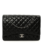 Lambskin Quilted Maxi Double Flap Black