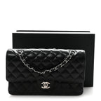 Caviar Quilted Medium Double Flap Black