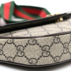 GG Supreme Monogram Textured Dollar Calfskin Web Mini Ophidia Envelope Shoulder Bag Beige Ebony New Acero