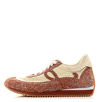Nylon Brushed Suede Flow Runner Sneakers 40 Red Soft White