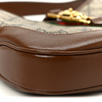GG Supreme Monogram Azalea Calfskin Web Small Jackie 1961 Hobo Beige Ebony Brown Sugar