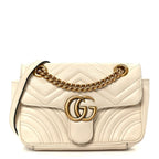 Calfskin Matelasse Mini GG Marmont Shoulder Bag White