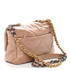 Shiny Lambskin Quilted Medium Chanel 19 Flap Beige
