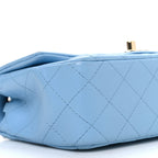 Lambskin Quilted Mini Rectangular Flap Light Blue