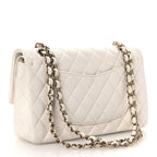 Caviar Quilted Medium Double Flap White