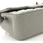 Caviar Quilted Mini Rectangular Flap Light Grey