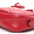 Calfskin Matelasse Mini GG Marmont Chain Shoulder Bag Hibiscus Red