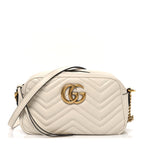 Calfskin Matelasse Small GG Marmont Chain Shoulder Bag White
