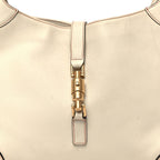 Calfskin Piston Lock Jackie O Hobo White