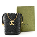 Calfskin Matelasse Mini GG Marmont 2.0 Bucket Bag Black