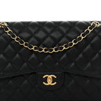 Caviar Quilted Jumbo Double Flap Black