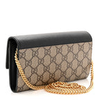 Dollar Calfskin GG Supreme Monogram Petite GG Marmont Wallet Chain Bag Black Beige Ebony