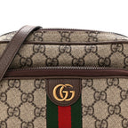 GG Supreme Monogram Textured Dollar Calfskin Web Mini Ophidia Convertible Shoulder Bag Beige Ebony New Acero