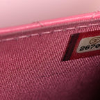 Lambskin Quilted Boy Square Wallet on Chain WOC Pink