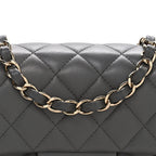 Lambskin Quilted Mini Rectangular Flap Dark Grey