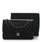 Caviar Quilted Jumbo Double Flap Black