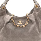Suede Quilted Large Hobo Dark Grey