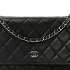 Lambskin Quilted Wallet On Chain WOC Black