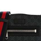 GG Supreme Monogram Web Small Flat Messenger Bag Black Grey