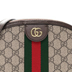 GG Supreme Monogram Textured Dollar Calfskin Web Small Ophidia Dome Shoulder Bag Beige Ebony New Acero