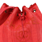 Mixed Fibers Striped Deauville Drawstring Bag Red