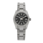 Stainless Steel 18K White Gold 31mm Oyster Perpetual Datejust Watch Black 178274