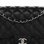 Caviar Quilted Jumbo Double Flap Black