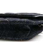 Denim Quilted CC Turnlock Wallet On Chain WOC Dark Blue Orange