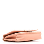 Lambskin Quilted CC Pearl Crush Wallet on Chain WOC Light Orange