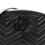 Calfskin Matelasse Monochrome Small GG Marmont Chain Shoulder Bag Black