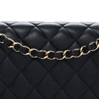 Caviar Quilted Medium Double Flap Navy