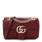 Calfskin Matelasse Mini GG Marmont Shoulder Bag Rosso Ancora