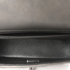 Metallic Lambskin Quilted Mini Rectangular Flap  Dark Grey