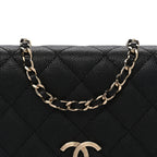 Caviar Quilted Striated CC Wallet On Chain WOC Black