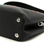 LV X YK Taurillon Inlaid Kusama Flowers Capucines BB Black