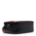 Vintage Effect Calfskin Matelasse Diagonal Small Torchon GG Marmont Bamboo Top Handle Shoulder Bag Black Romantic Cherry