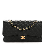 Caviar Quilted Medium Double Flap Black