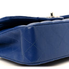 Caviar Quilted Small Double Flap Blue