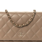 Caviar Quilted Wallet on Chain WOC Dark Beige
