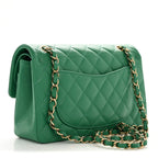 Caviar Quilted Small Double Flap Green