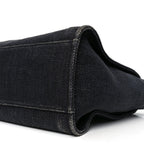 Woven Straw Raffia Large Deauville Tote Black