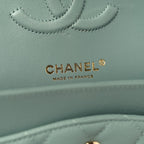 Caviar Quilted Medium Double Flap Dark Green