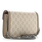 GG Supreme Monogram Textured Dollar Calfskin Mini Dionysus Chain Wallet Beige Mystic White Oatmeal