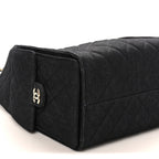 Denim Quilted Medium Chanel 25 Handbag Dark Blue
