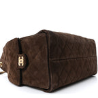 Suede Quilted Medium Chanel 25 Handbag Dark Brown