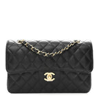 Caviar Quilted Small Double Flap Black