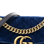 Velvet Matelasse Mini GG Marmont Shoulder Bag Cobalt Blue