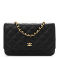 Caviar Quilted Wallet on Chain WOC Black