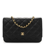 Caviar Quilted Wallet on Chain WOC Black